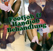 Cummysoles - Nylon Footjob / Latex Handjob Behandlung von Krankenschwester mit großer Sauerei !
