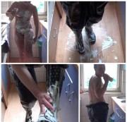 Darkbaby83 – Saunaanzug. Gummistiefel und Sahne Matsch Spass