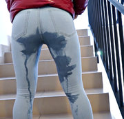 DirtyGirlNextDoor - SMALL BLADDER,BROKEN ELEVATOR-JEANS WETTING AND PISSWALK IN FRONT OF MY NEIGHBORS