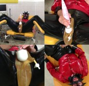 Gummimaus1 - Latex Pisshose eingenässt und dazu Vibrator