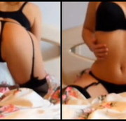 HoneyBalls - Verführerische schwarze Unterwäsche, Strapsen und Highheels..