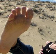 Julia_Jordan – Red Painted Toes in the Beach Sand