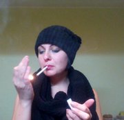 Kattypretty - Kate smoking in a black hat and scarf! and tesing you a lot