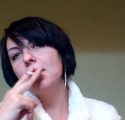 Kattypretty – Kate smoking in white coat and teasing you