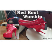 Lady__Alice – Red PVC Boot Worship – Rote Lackstiefel
