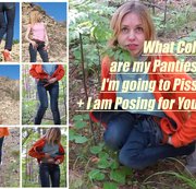 Lena-Blonde – Welche Farbe hat mein Höschen? Ich gehe zum Pissen! + Ich posiere für dich