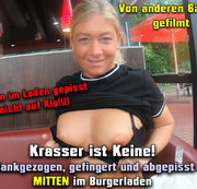 Lucy-Sweet – KRASSER ist KEINE!!! Blankgezogen, gefingert und abgepisst MITTEN im Burgerladen!!!