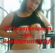 NotgeileClarissa - Tittenspielchen im Restaurant/Cafe´
