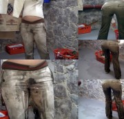 Paarfetisch34 - Beim Wäscheaufhängen in die Jeans gepisst