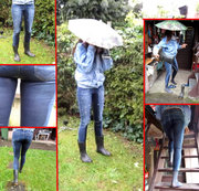 Pissy-Cat - Piss im Regen - in Perlenjeans + Gummistiefeln