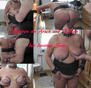 Sexgeiles-Bi-Paar – Spuren an Arsch und Titten der devoten Sau.