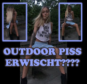 SkinnyBitch99 – 1. Outdoor PISS Video: Im Rock gepisst auf Bank – ERWISCHT ????
