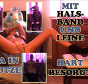 SkinnyBitch99 – Der Catsuit Halsband Orgasmus – Mit Tanga im Maul – Fotze mit Vibro gestopft