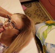 Stacy_Sweet - HOT GIRL STACY IN GLASSES MAKES SLOPPY BLOWJOB AND DEEPTHROAT - CUM ON FACE