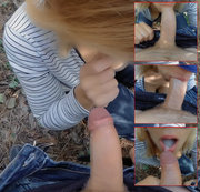 Sunny_Jessica - My First blowjob in the forest with cumshot in mouth and swallow cum - Outdoor blowjob POV