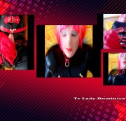 TV-Lady-Dominica - TV Lady Dominica massiert ihren Schwanz mit Latexhandschuhen