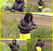 bondageangel - Leather gloves, wellies, shiny jacket and cigarette