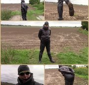 bondageangel - Handcuffed in black waders