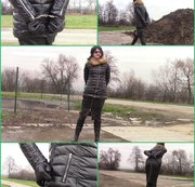 bondageangel - Wife walk with handcuffs and in shiny jacket