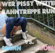 devil-sophie – Wer pisst weiter die Bahntreppen runter – Mann vs. Sophie