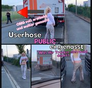 devil-sophie – Vollgesaute Userhose Public eingenässt – OMG Mega erwischt – was der Trucker sich wohl denkt?