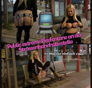 devil-sophie – Public extreme Pissfontäne an der Straßenbahnhaltestelle – der heftige Strahl musste einfach raus !
