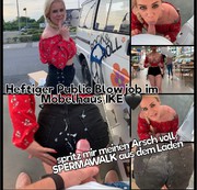 devil-sophie – Heftiger Public Blowjob im Möbelhaus – spritzt mir meinen Arsch voll – Spermawalk aus dem Laden.