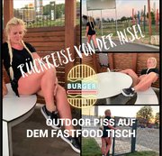 devil-sophie – Rückreise von der Insel Borkum – Outdoor piss aufs den Fastfood Tisch