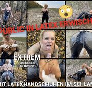 devil-sophie - Public in Latex erwischt - extrem dreckiger Blowjob mit Latexhandschuhen im Schlamm