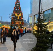 devil-sophie - Public Abgeblasen mit Spermafresse + eingenässt in Latexhose auf dem Weihnachtsmarkt