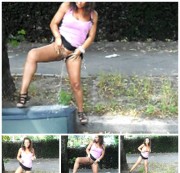 herrinsamira - Megapissstrahl auf Fernseher am Strassenrand public!