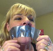 hotwifejolee – I have been properly gagged  Duct Taped Mouth