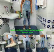 lynli - Jeans Latzhose und Schläppchen eingenässt, Cameltoe Alarm