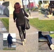 nylonwife - Durchsichtige wetlook leggins ein Emden