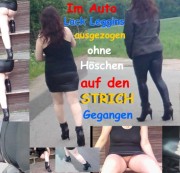 nylonwife - Im Auto Lack Leggins ausgezogen, ohne Höschen auf den Strich gegangen