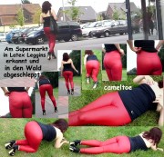 nylonwife - vor dem Supermarkt in Latex Leggins erkannt in den Wald abgeschleppt