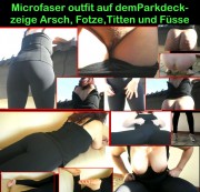 nylonwife - Stript auf dem Parkdeck in Microfaser Leggins und füße