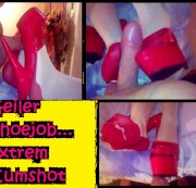 schwanzspiel - Footjob mit Nutten High Heels - Spermaflut extrem