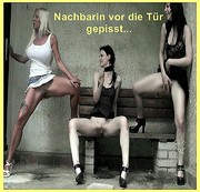 sharongirl - Rache, Nachberin vor d.Tür gepisst mit meinen Freundinnen