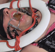 undergiv - Bound w slave collar  whitehead gag over the toilet